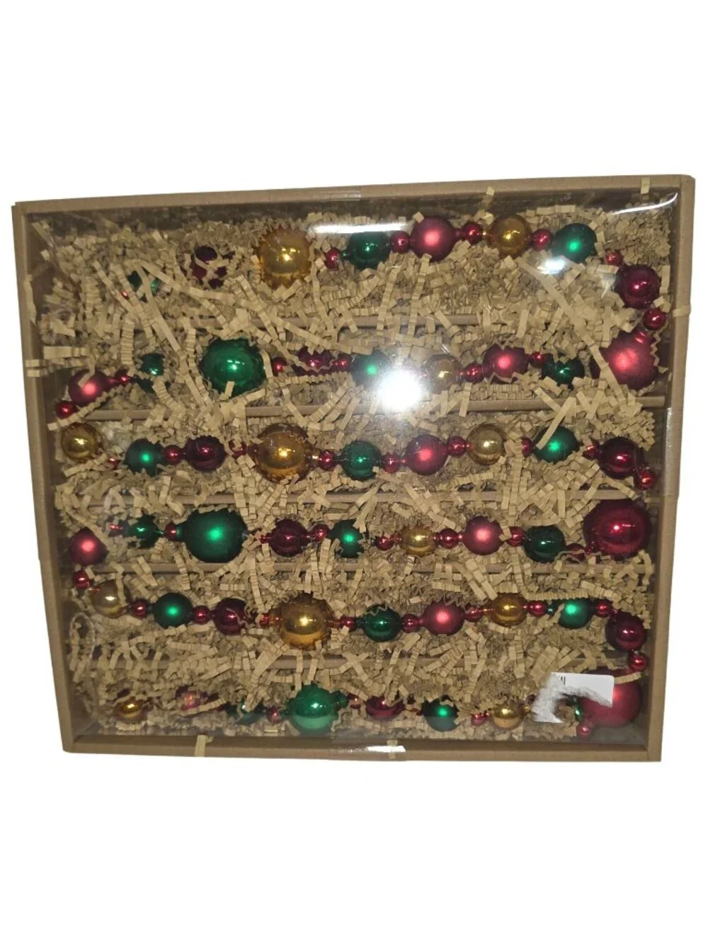 New RAZ Imports Red Green Gold Beaded Christmas Garland Holiday Decorations Tree